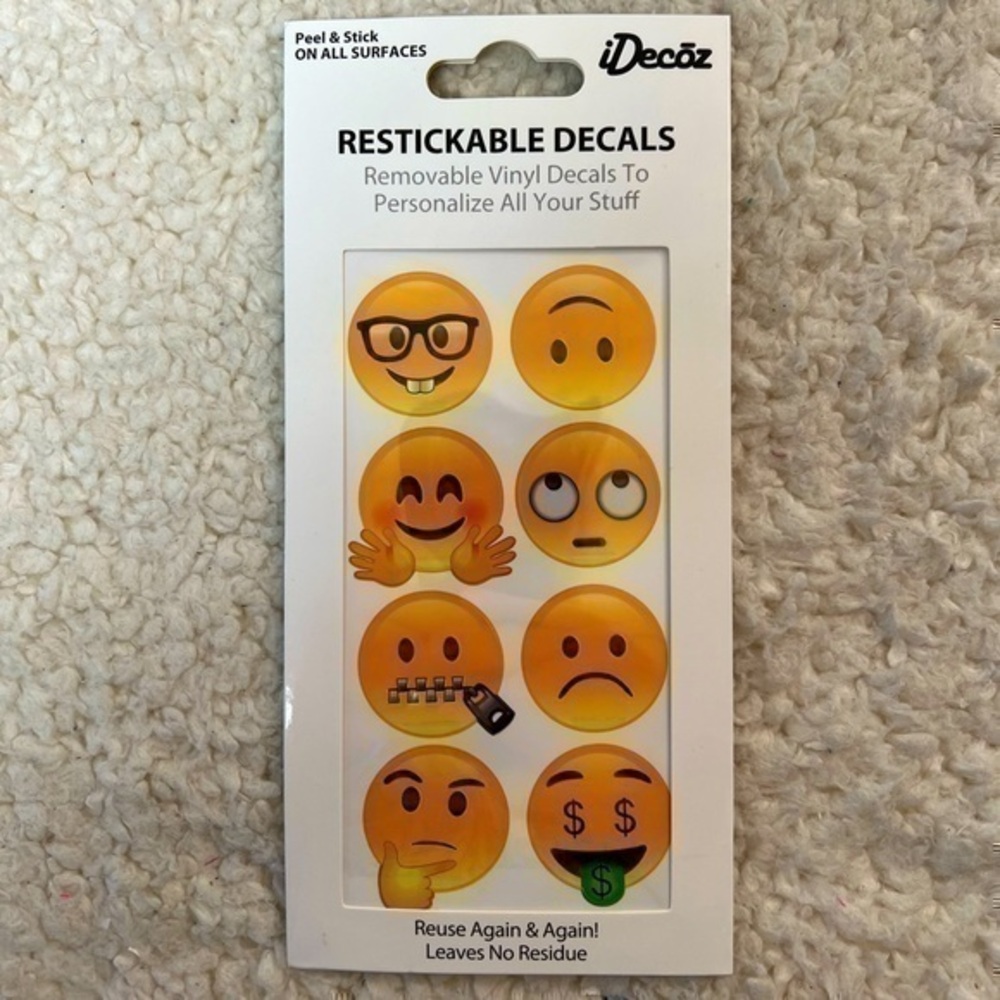 iDecoz Restickable, Reusable Vinyl Emoji Stickies